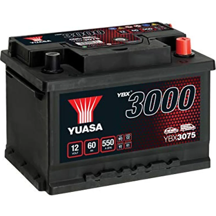 Yuasa SMF YBX3075 Autobatterie 60Ah, 12V mit 550A Kaltstartstrom, Poltyp T1 – Bild 1