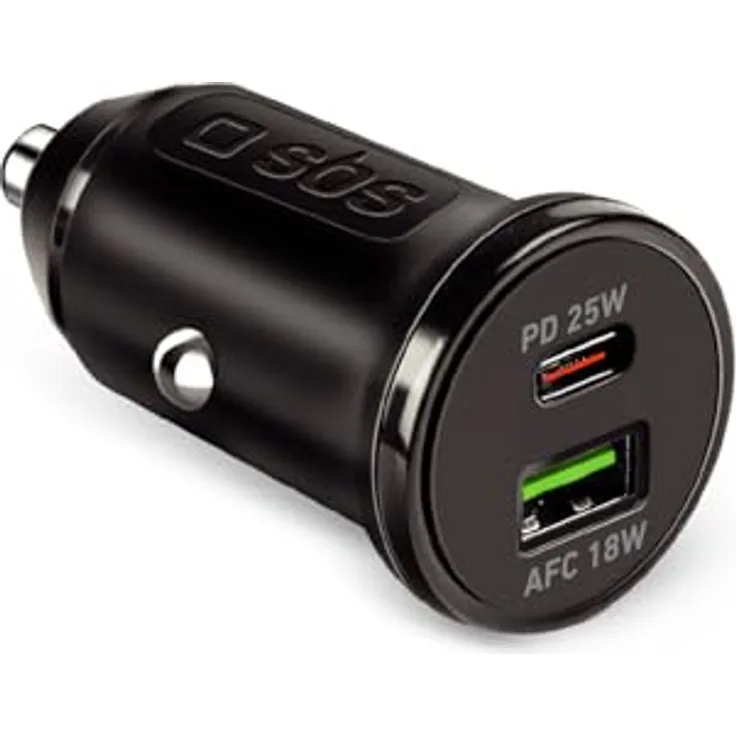 SBS 25W Auto Ladegerät, Ultra-Schnellladen mit Power Delivery (PD), Schwarz