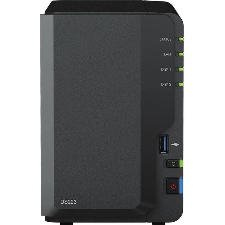 Synology DS223, NAS mit 16TB (2x 8TB WD Red), kompakt, Schwarz