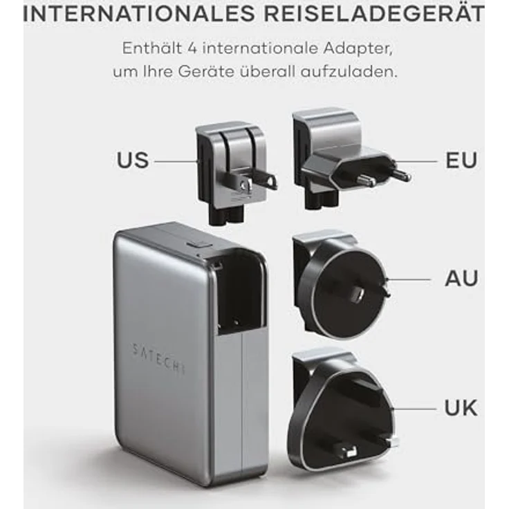 Satechi 145W PD Ladegerät mit 4 USB-C Anschlüssen, Grau – Bild 3