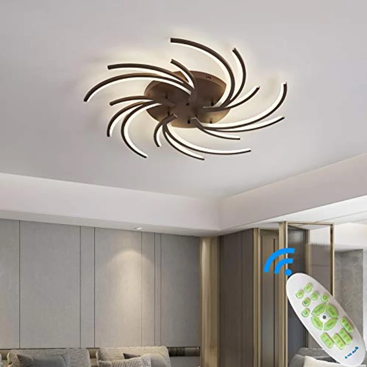 Eurotondisplay LED Deckenleuchte 2042Kaffee-5 Ø 102cm mit Fernbedienung Lichtfarbe/ Helligkeit einstellbar Acryl-Schirm kaffeefarbe lackierter Metallrahmen Energieeffizienzklasse: A+ Modern – Bild 1