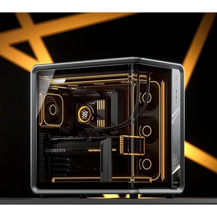 Jonsplus BO400CG PC-Gehäuse, Midi-Tower ATX mit Tempered Glass, Curved Design, gunmetal grey – Bild 7