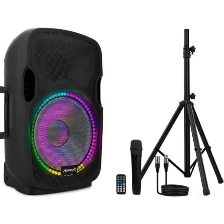Audibax Party 12 Altavoz Activo Profesional 12" 500W Pico Bluetooth + Soporte + Cable + Micro