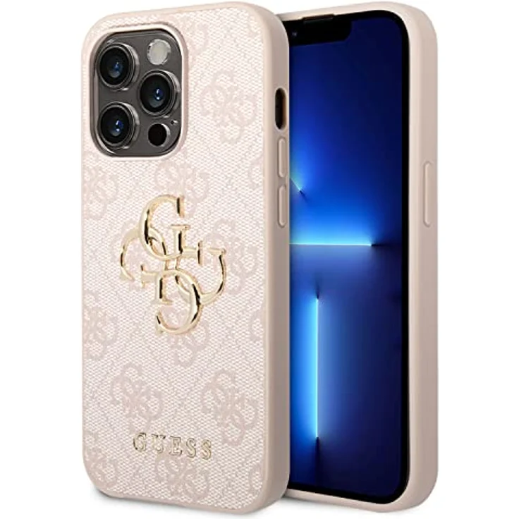 Guess PU 4G Metal Logo case iPhone 14 Pro Max pink GUHCP14X4GMGGR schwarz - Schutzhülle mit Saffiano-Textur und Apple Pay-Kompatibilität – Bild 1