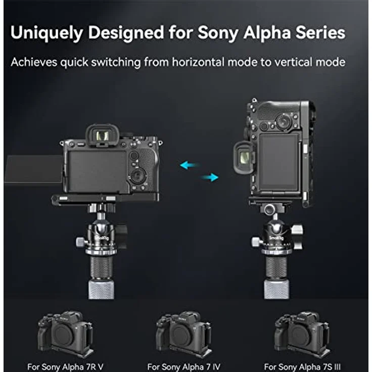 SMALLRIG Faltbare L-Halterung für Sony A7R V / A7 IV / A7S III, L-Bracket Faltbare Seitenplatte für Arca-Swiss, unterstützt den schnellen Wechsel zwischen horizontaler und vertikaler Aufnahme - 3984 – Bild 2