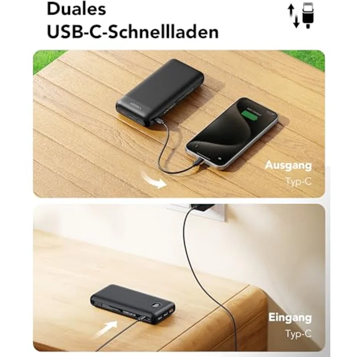 VEGER Power Bank 27000mAh 20W PD, USB C Externer Handyakku mit 4 Ausgängen, 2 Eingängen und LED Display, kompatibel mit iPhone, Samsung, Huawei, Tablets, Schwarz – Bild 5