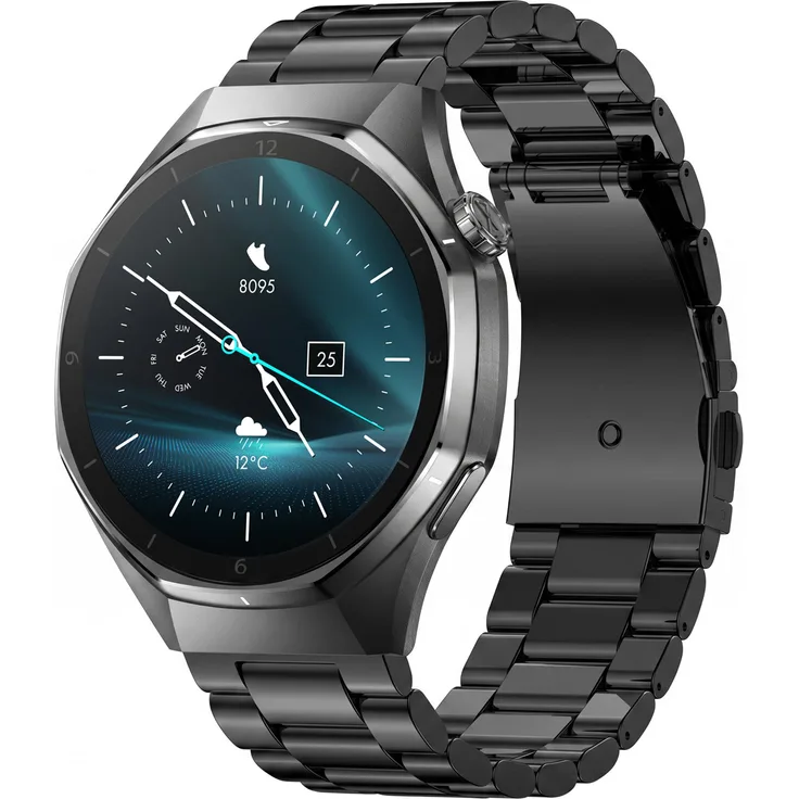 Forever zBase SW-720 Smartwatch für Herren, Wasserdicht, Edelstahlarmband, Sportfunktionen, Herzfrequenzmesser, Marineblau
