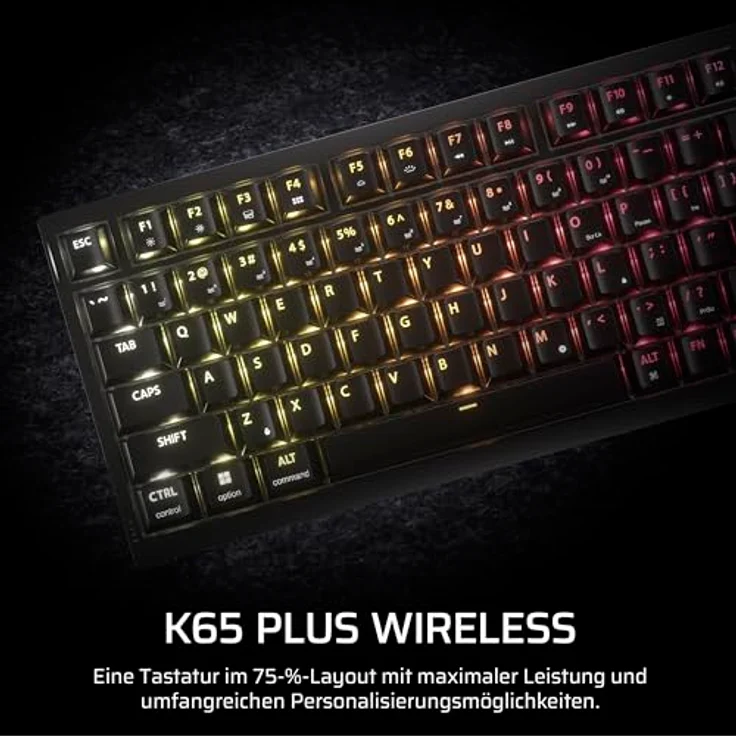 Corsair K65 Plus Wireless TKL Gaming Tastatur, TKL (75%), Corsair MLX Fusion – schwarz, ISO (DE) – Bild 2