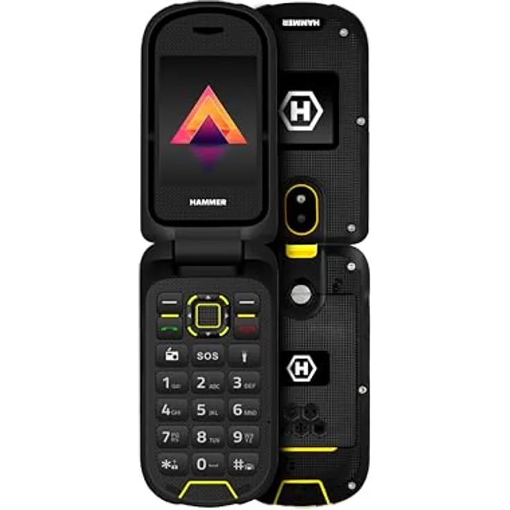 Hammer H Robustes Klapphandy Bow LTE 4G ohne Vertrag wasserdicht staubdicht IP68 mit großem 1200mah Akku, Schwarz