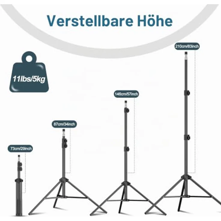 EMART 210cm Aluminium Lichtstativ, tragbar mit 5 kg Traglast, 1/4" Schraube für Studio-Lampen, inklusive Tragetasche – Bild 3