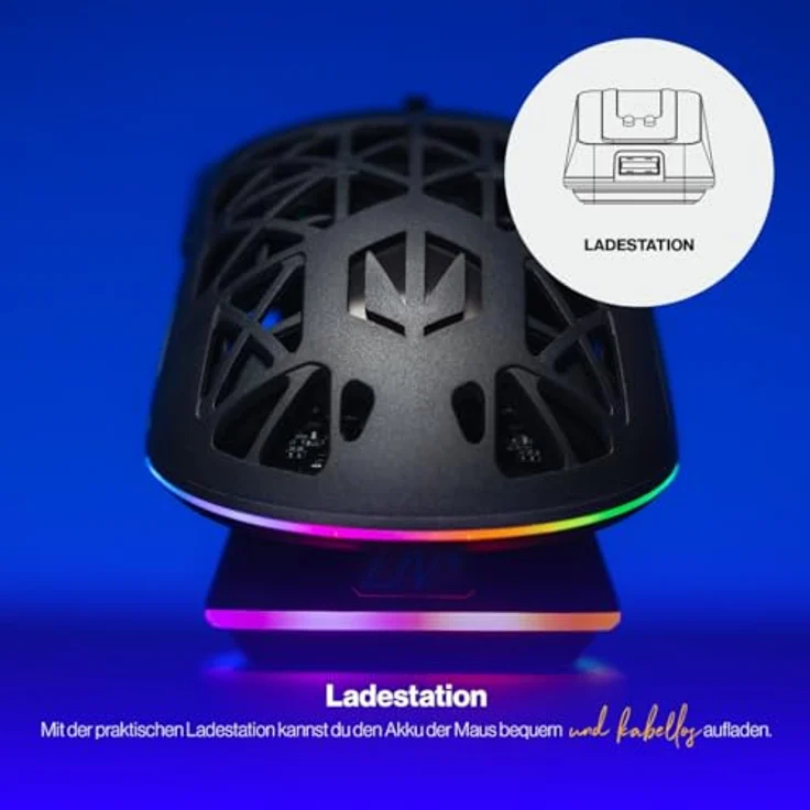 ENDORFY LIV Plus Wireless Gaming Maus, Ultraleichtes Design (69 g), Maximal 26.000 DPI, PixArt PAW3395, mit Ladestation im Set - Schwarz, EY6A016 – Bild 3
