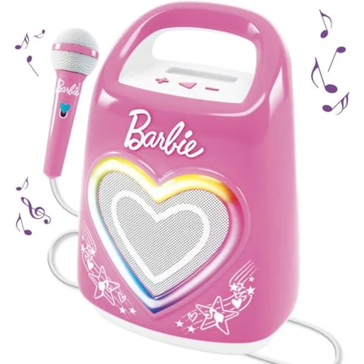 Lisciani Barbie Party - Partymaker, tragbarer Bluetooth-Lautsprecher für Kinder, pink und weiß