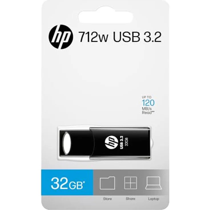 HP 712w USB 3.2 Gen 1 Flash-Laufwerk 32GB, schwarz, Lesegeschwindigkeit bis zu 120 MB/s, langlebiges Schiebe-Design – Bild 5
