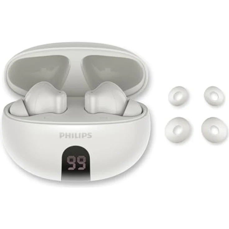 Philips True Wireless In-Ear-Kopfhörer TAT2520WT/00, ANC, 19,5 h Akkulaufzeit, IPX4, Bluetooth 5.4, Weiss – Bild 2