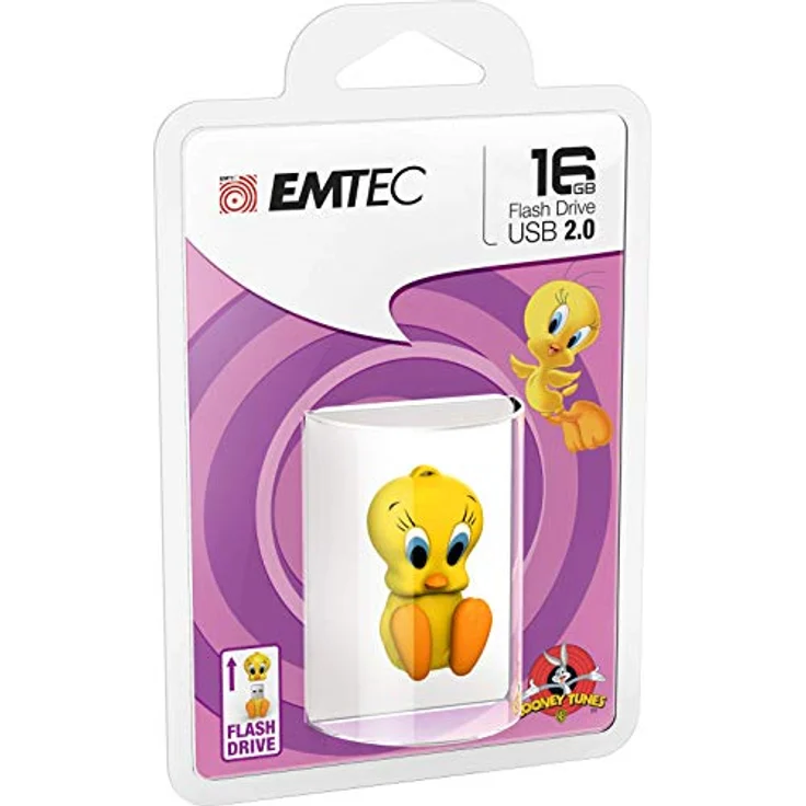 Emtec 16GB LT Tweety 16GB USB 2.0 Capacity Mehrfarben USB-Stick - USB-Sticks (16 GB, USB 2.0, USB Type-A Connector, 15 MB-s, Kappe, Mehrfarben) – Bild 4