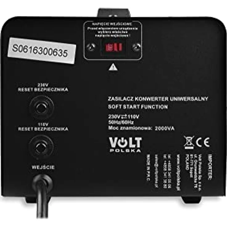 VOLT VP 2000, Spannungswandler 230/110V mit 2000W Leistung, kompakt und elegant schwarz – Bild 3