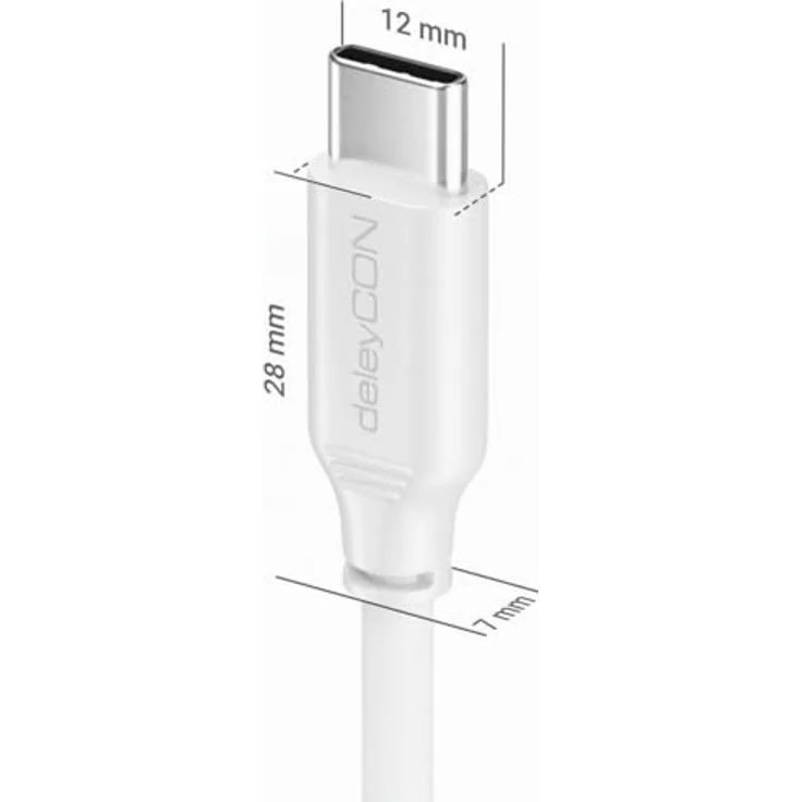 deleyCON 2m USB-C Kabel PD3.0 100W Schnellladekabel, weiß, kompatibel mit Smartphones, Tablets und Laptops – Bild 7