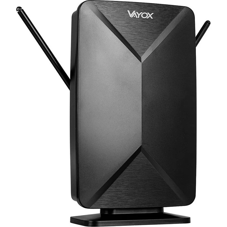 Vayox VA0248 Aktive DVB-T2 Antenne, Innen- und Außenantenne mit 30 dB Verstärkung, UHF 470–790 MHz, Schwarz, 4K Ultra HD Empfang