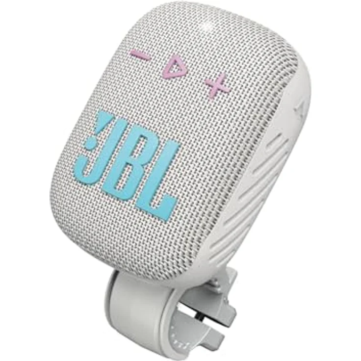 JBL Box Wind 3S Tragbarer Mini Bluetooth Lautsprecher Wasserdicht mit Clip für Sport, Fahrrad und Roller - Bass Boost - Weiß Hellgrau – Bild 2