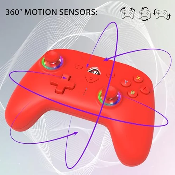 SUBSONIC - Wireless Controller für Switch und Switch OLED - Rot, mit LED, Vibration und 6-Achsen-Gyro – Bild 3