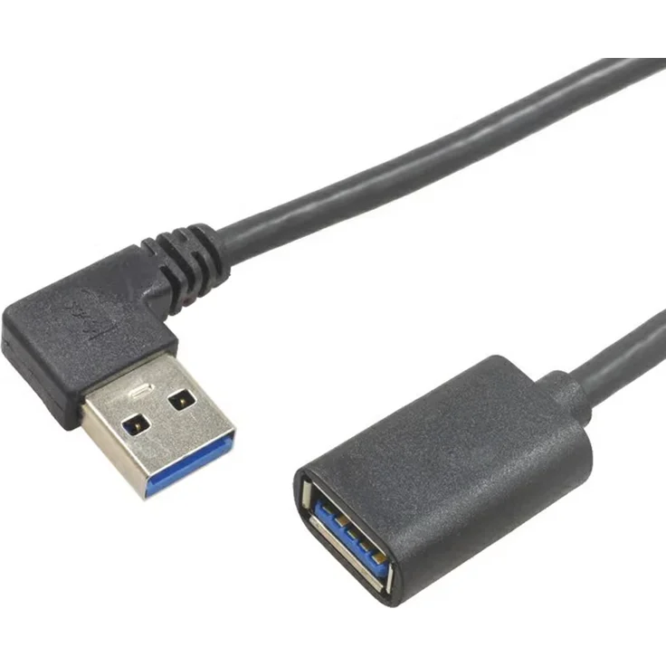 Bolwins D82 USB 3.0 Verlängerungskabel, 90° abgewinkelt nach links, 30cm, schwarz