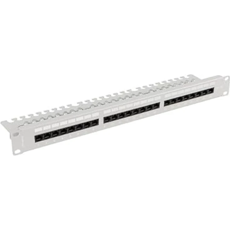 LANBERG 19" Patchpanel 1U 24-Port CAT.6A UTP, mit Kabelorganizer und M6-Kabelbindern – Bild 2