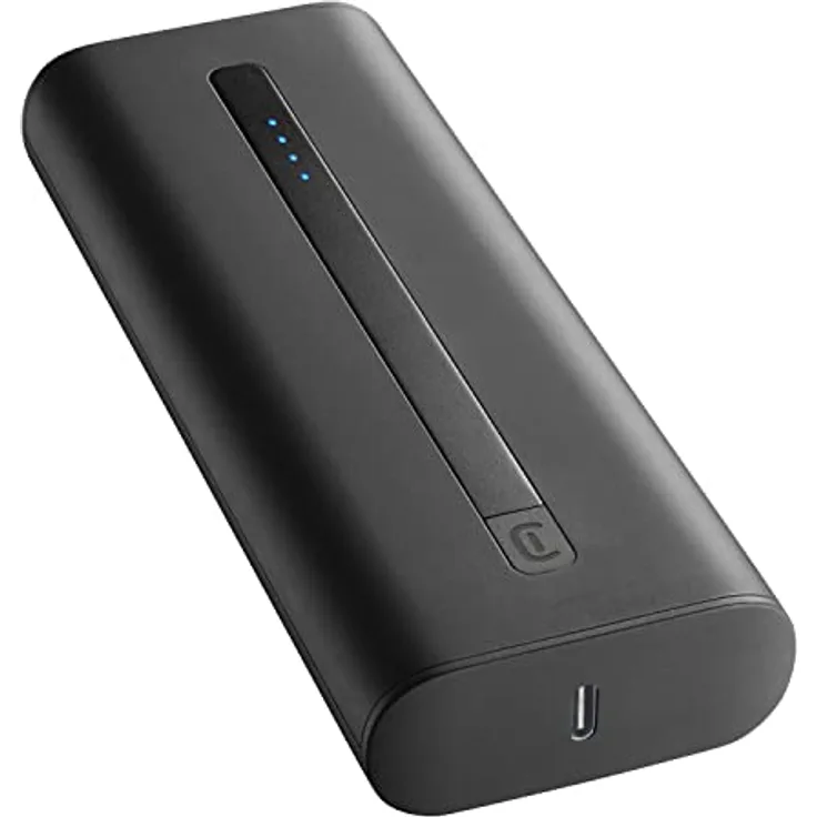 cellularline | Tragbares Ladegerät für Thunder | Aufladen von Powerbank-Akkus mit 20000 mAh - Schnellladung für Handy - Kompakt - USB-C-Kabel im Lieferumfang enthalten