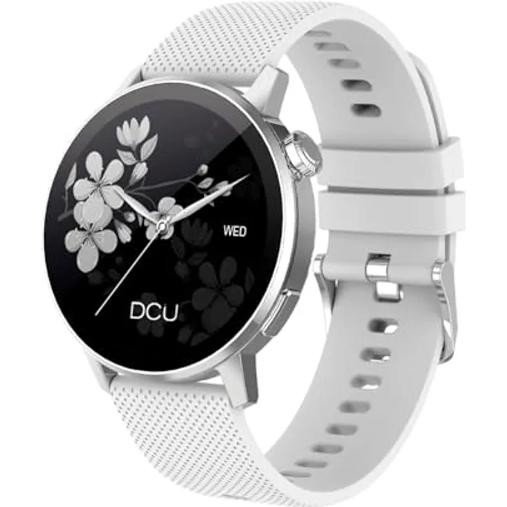 DCU TECNOLOGIC Damen-Smartwatch TEC-1,32 Zoll AMOLED-Display, GPS, Bluetooth-Anrufe, 130+ Sportmodi, Höhenmesser, Barometer, Kompass, spritzwassergeschützt, Schwarz
