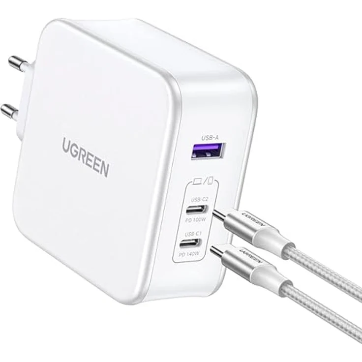 UGREEN Nexode USB-A+2*USB-C 140W GaN Tech. & USB-C Kabel 2m, weiß – Bild 4