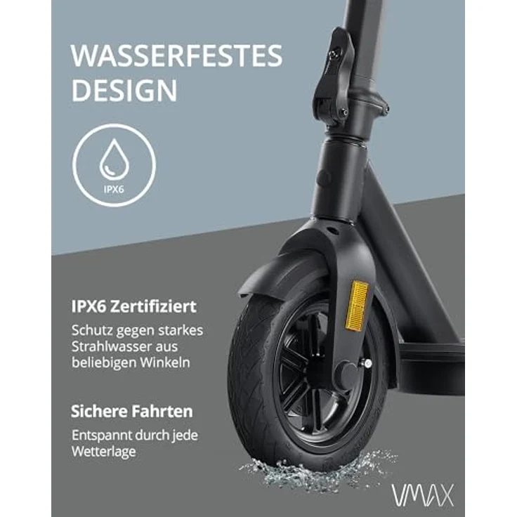 VMAX E-Scooter VX5 Pro GT mit Blinker - 400W Motor & 25% Steigfähigkeit - E-Roller Mit Straßenzulassung in D - 40 km Reichweite - 120kg max. Belastung – Bild 5