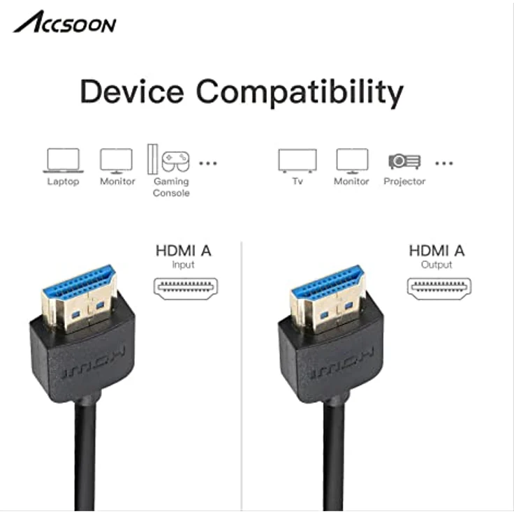 Accsoon HDMI Cable (A-A) HDMI-zu-HDMI-Kabel, 50 cm, High Speed, Ultra HD, 1080p, kompatibel mit Kamera, Monitor, Gimbal – Bild 2