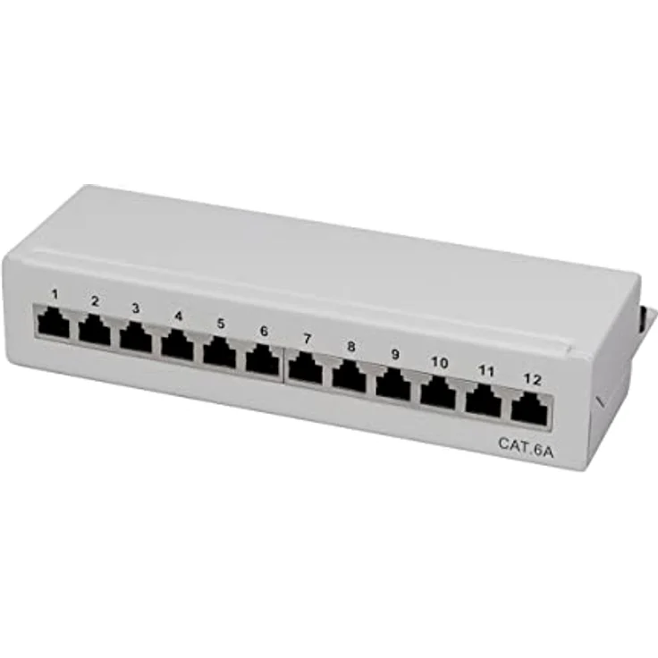 LogiLink NP0019, 12 Port Patch-Panel CAT 6a für 10 Gigabit Ethernet, Wand- oder Tischmontage – Bild 1