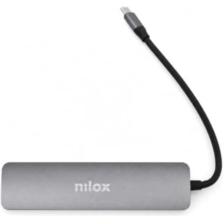 Nilox USB-C Dockingstation Slim 6in1, Laptop-Dockingstation mit Monitoranschluss, Grau – Bild 1