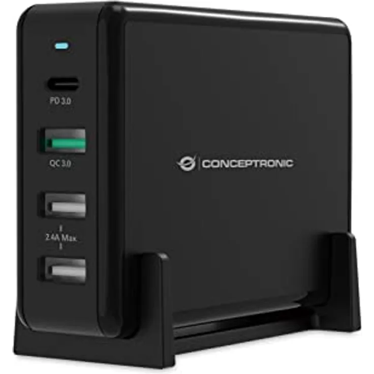Conceptronic OZUL01B Ladegerät Charger 4Port/ 65W,1xUSB-C/2xUSB-A PD Desktop