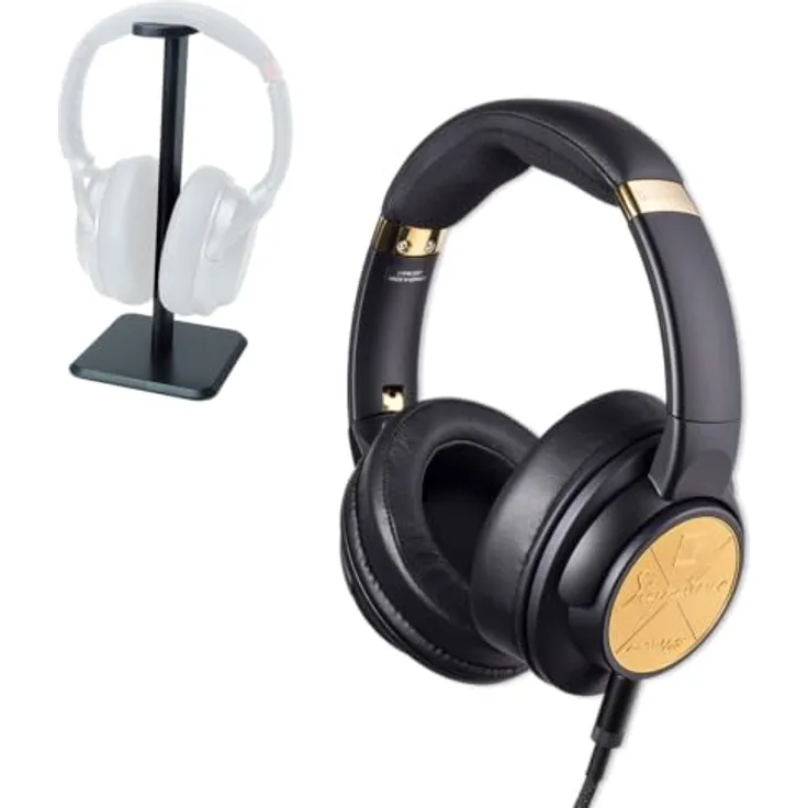Ultrasone Signature Master Pro, Professioneller High-End Kopfhörer mit Tisch-Stativ, geschlossene Bauweise, 6 – 42.000 Hz Frequenzgang, schwarz-gold