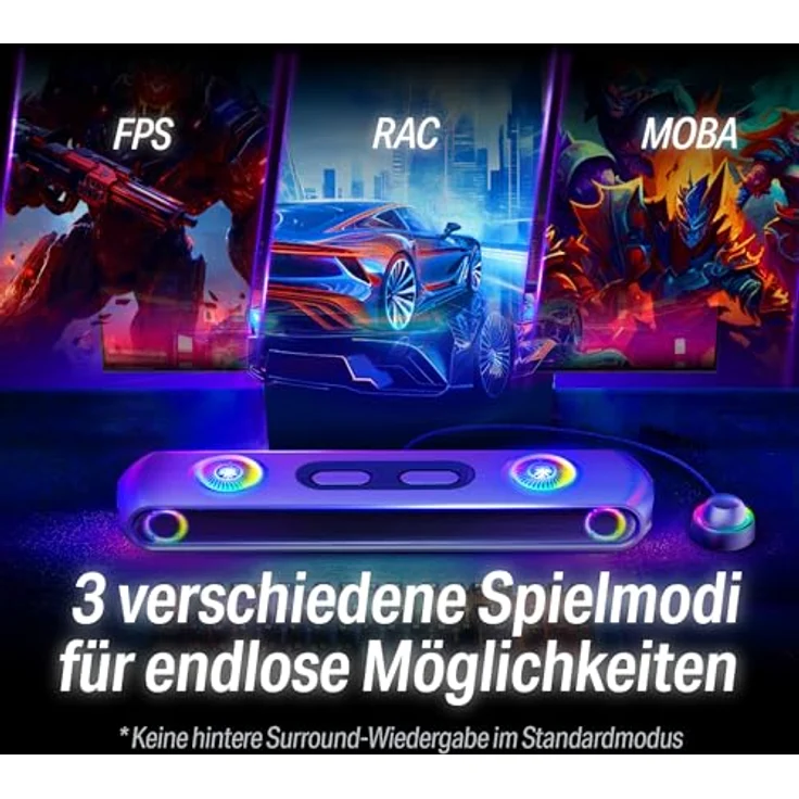 OXS Thunder Pro+ Gaming Soundbar mit kabellosem Satelliten-Nackenlautsprecher, 7.1.2 Dolby Atmos, integriertem Woofer, RGB-Effekten und 3 Pro Gamer-Modi – Bild 5