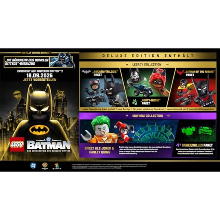 WARREN BROS. ENTERTAINMENT LEGO Batman: Das Vermächtnis des dunklen Ritters Deluxe - Nintendo Switch 2, mit 3 Tagen früherem Zugriff, 30 Gegenständen, 3 thematischen Paketen und neuen Spielinhalten – Bild 3