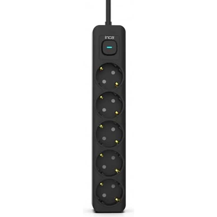 INCA IPW-44SY 5fach, LED Anzeige Kinderschutzfunktion Schwarz 1,5m Steckdosenleiste – Bild 3