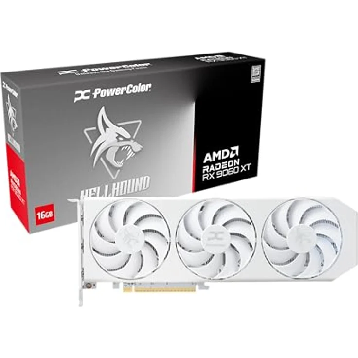 PowerColor Hellhound Spectral White AMD Radeon RX 9060 XT, 16GB GDDR6 Grafikkarte mit HDMI 2.1b und DisplayPort 2.1a – Bild 1