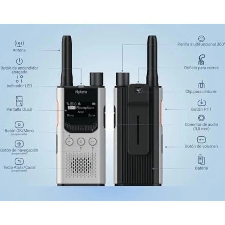 Hytera S1 Pro LF Grau, PMR-446 Walkie Talkie mit Digital- und Analog-Radio, 1,3-Zoll-OLED-Display, Geräuschunterdrückung AI und bis zu 19 Stunden Akkulaufzeit – Bild 4