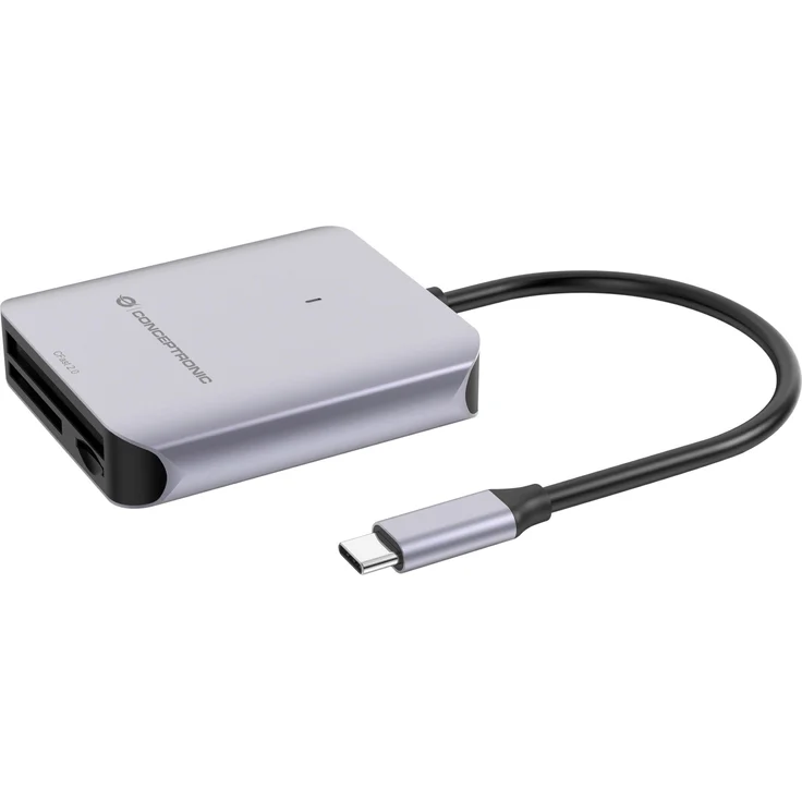 Conceptronic CFast SD/TF 4.0 UHS-II Kartenlesegerät, USB 3.2 Gen 2, graue Farbe, 3-in-1 mit 10 Gb/s Übertragungsgeschwindigkeit