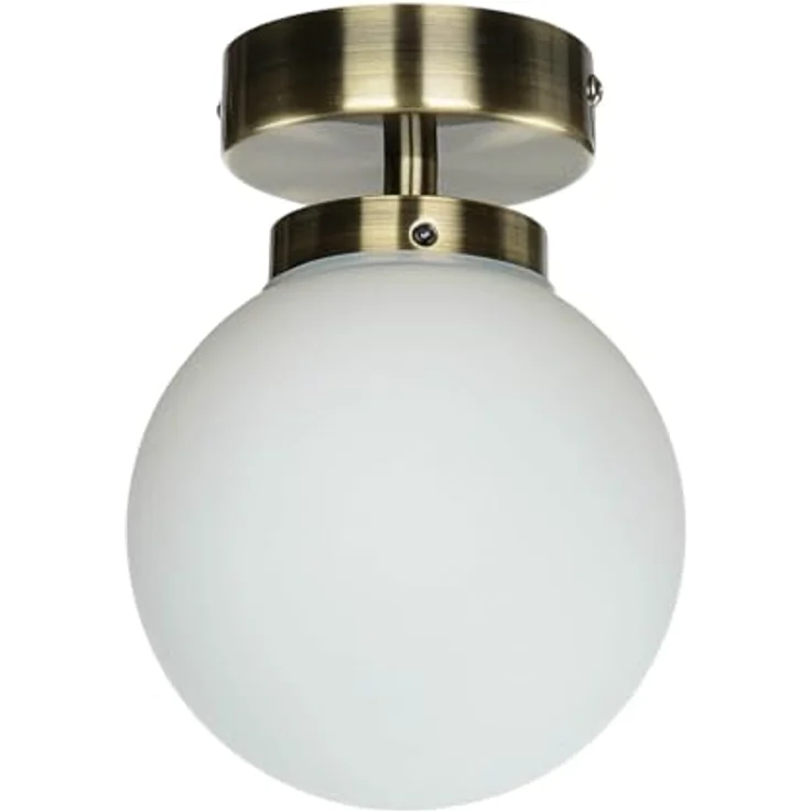 Licht-Erlebnisse Deckenleuchte Bad Kugel Metall Glas in Messing 1x G9 wechselbar Badezimmer Flur Innen Deckenlampe zeitlos Beleuchtung kompakt – Bild 2