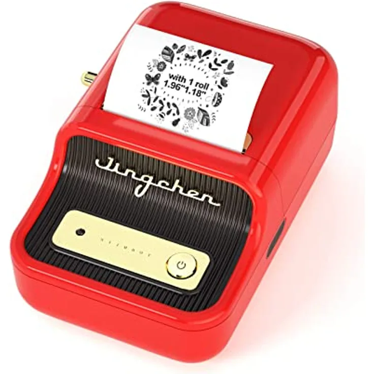 NIIMBOT B21 Bluetooth Etikettendrucker, Beschriftungsgerät Selbstklebend Kompatibel Mit IOS Android, Tragbares Etikettiergerät für Zuhause und Büro Schule und Kleine Unternehmen(Rot)