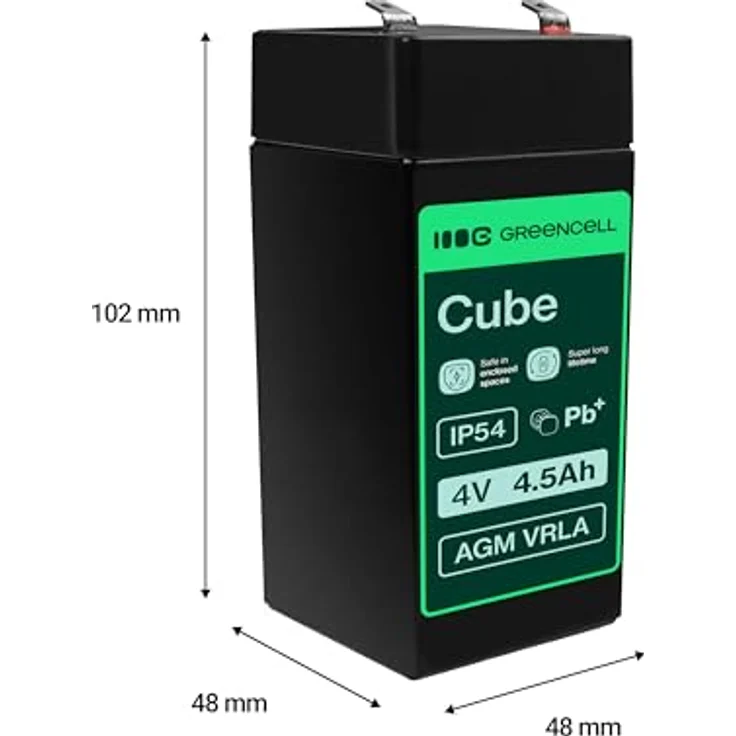 Green Cell AGM 4V 4,5Ah VRLA Blei-Batterie, wartungsfreier Ersatzakku für Elektro-Spielzeug, schwarz – Bild 2