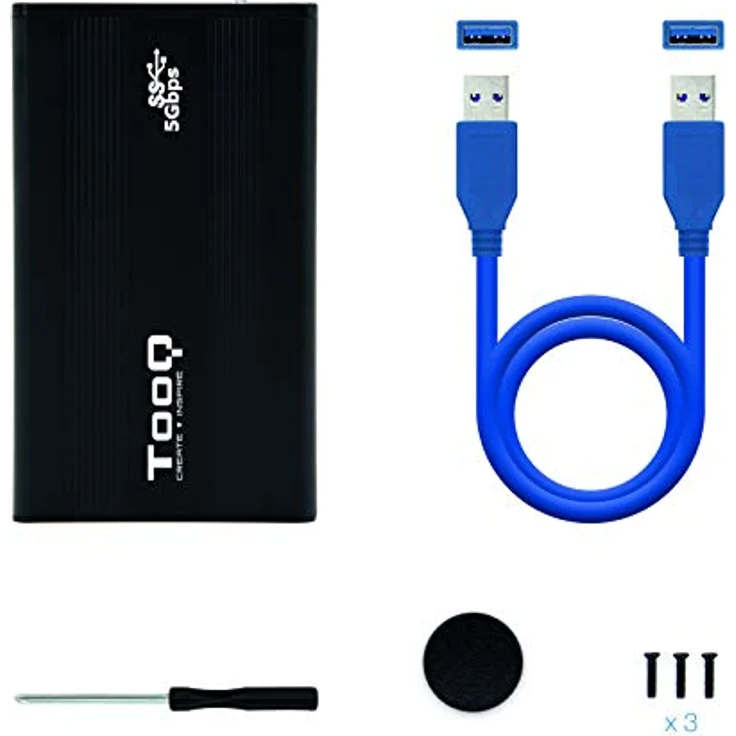 TooQ TQE-2524B - Gehäuse für 2,5 Zoll Festplatten (SATA I-II-III bis 9,5 mm Höhe, USB 3.0), Aluminium, LED Anzeige, schwarz, 50 g – Bild 7
