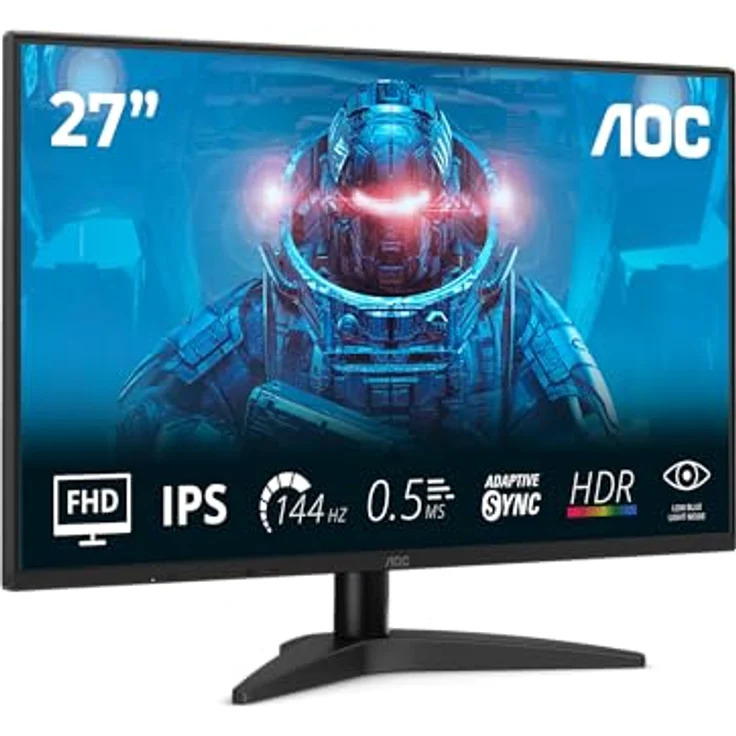 AOC 27B36X, 27 Zoll FHD Gaming-Monitor, 144 Hz, IPS, 0,5 ms MPRT, Adaptive Sync, HDR10, Schwarz – Bild 1
