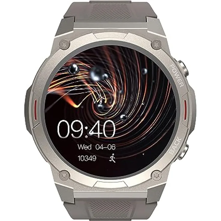 Hifuture GoMix2 Smartwatch : Herren Und Damen, 1.43 In AMOLED Display, IP68 Wasserdicht, Handgelenk Pulsuhr, Schrittzähler, 12 Tage Lange Batterie, Sportuhr Smart für Android Und iOS - Schwarz (Grau)