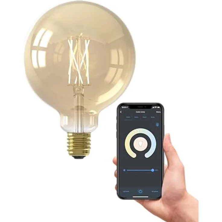 CALEX Smart LED Lampe G125, E27, Gold Filament, dimmbar, warmweißes Licht, WLAN App- & Sprachsteuerung, 806 Lumen