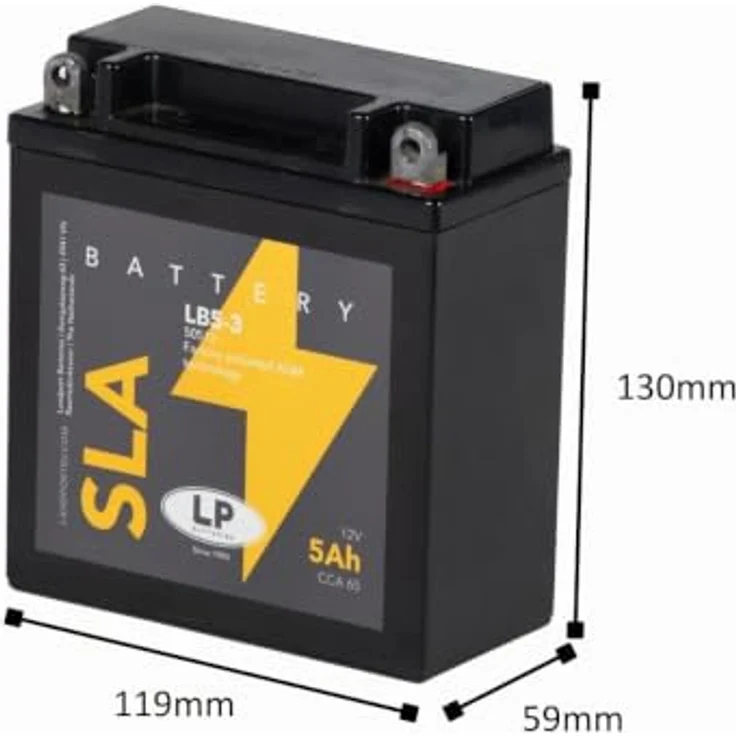 Landport LB5-3, AGM SLA 12V 5Ah Motorradbatterie, wartungsfrei und werkseitig aktiviert – Bild 5