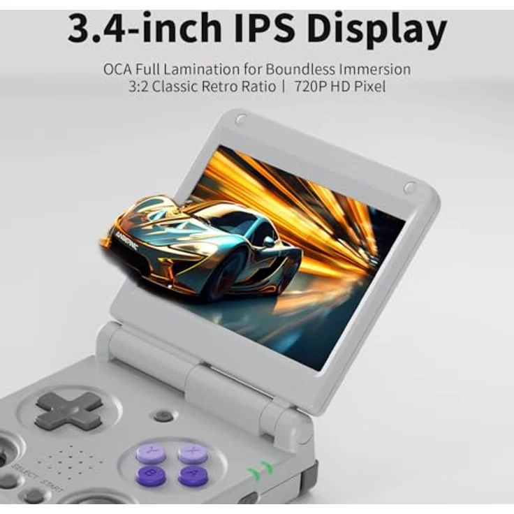 Anbernic Airuidas RG34XXSP Retro Handheld Game Console, 3.4" IPS-Display, Linux System, 64GB, 3300mAh Akku, WiFi/Bluetooth, grau – Bild 8